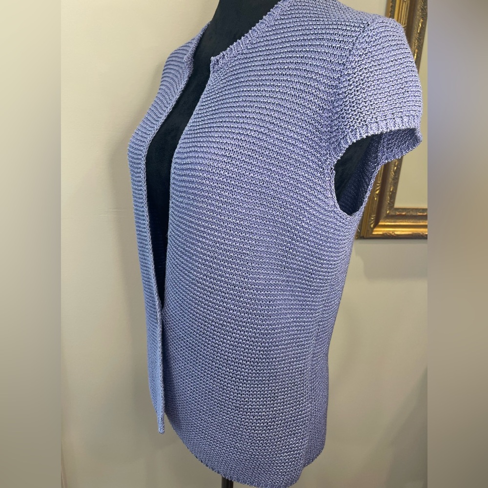 Jones New York cornflower blue deep V one button sweater vest ladies size medium - Picture 3 of 13
